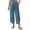 Blue, variant on Lenpel Capri Pants for Women Elastic High Waisted Drawstring Cropped Wide Leg Casual Pants Lightweight Summer Trousers