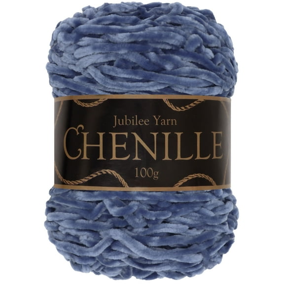 JubileeYarn Chenille Yarn - Worsted Weight - 100g/cake - Moonstone - Dark Grey Blue Velvet - Crochet and Knitting Yarn - 1 Cake