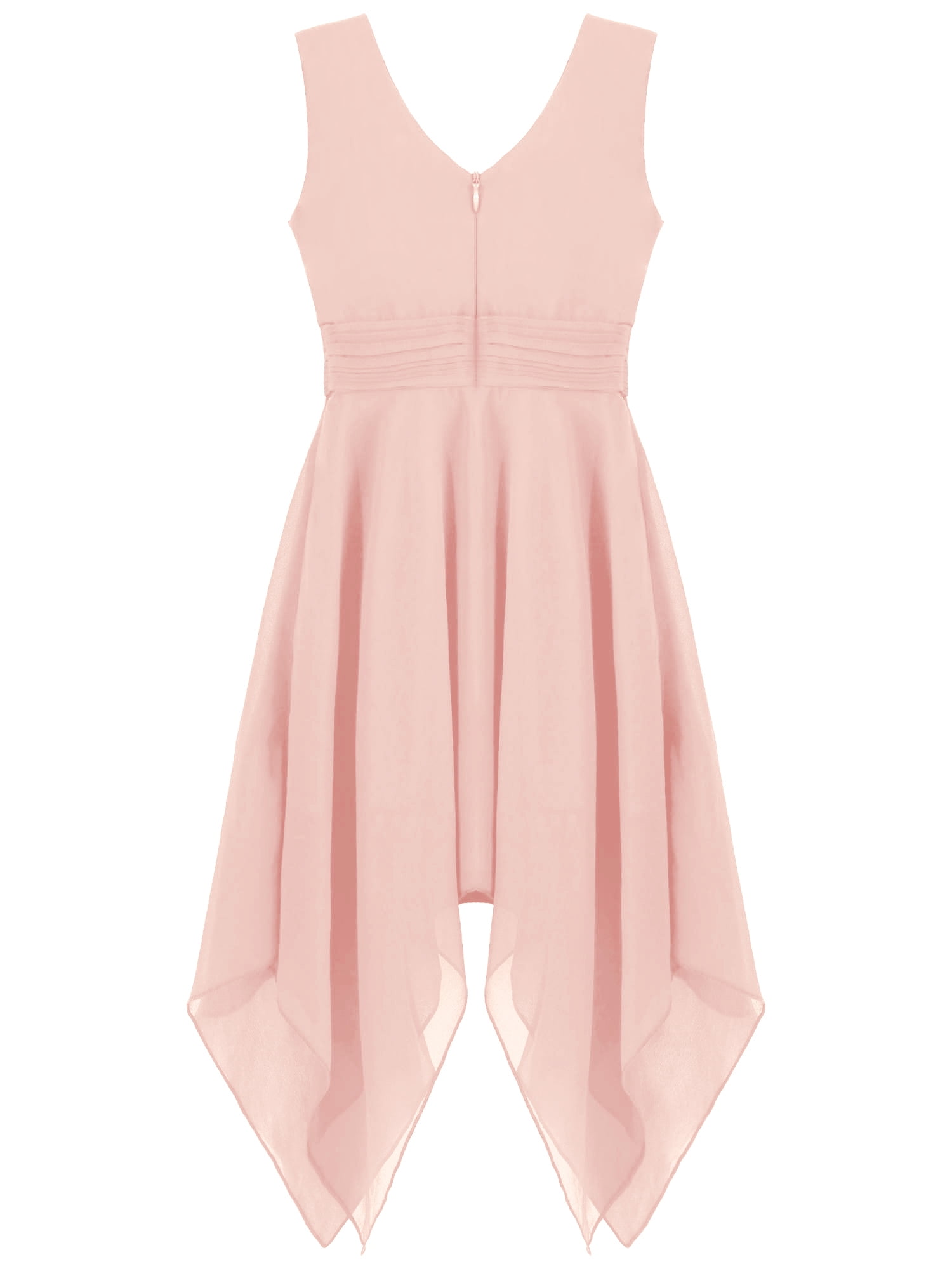 renvena Kids Asymmetrical Chiffon Junior Bridesmaid Dress V Neck Sleeveless  Wedding Party Flower Girls Dress - Walmart.com