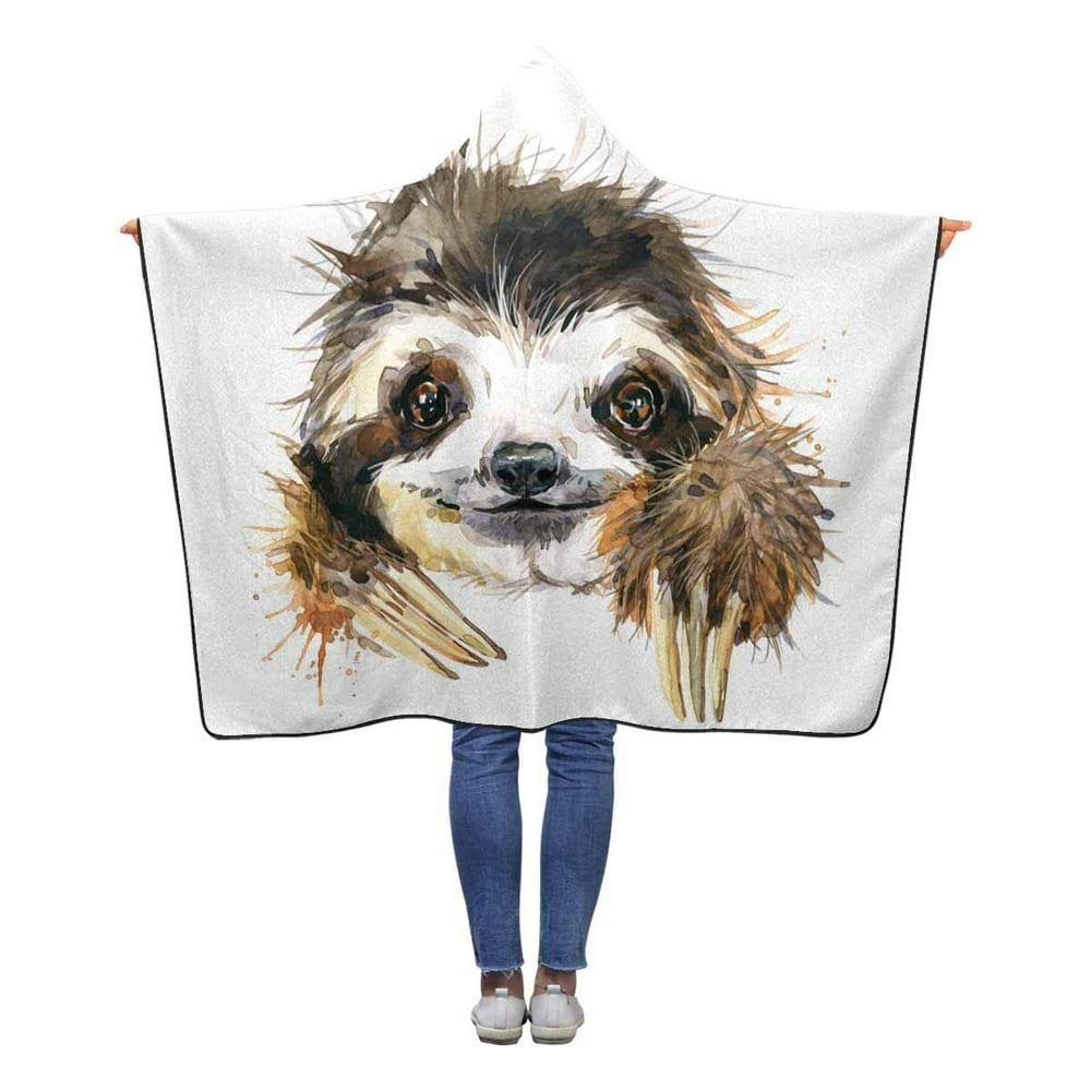 ASHLEIGH Cute Sloth Wearable Hooded Blanket 50x60 inches Kids Girls