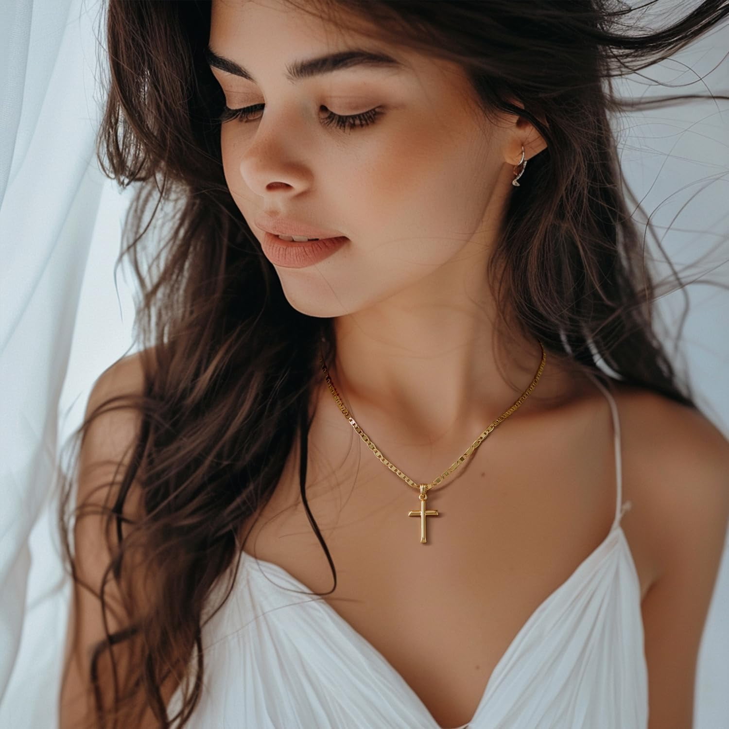 14K Gold Cross Necklace for Women Gold Chain with Minimalist Cross Pendant Elegant Faith Jewelry Gift Classic Gold Cross Necklace for Women
