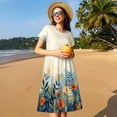 thumbnail image 4 of Balery Floral Mountain Landscape Vestidos sueltos de manga corta para mujer, vestidos de verano 2025, vestidos casuales de corte A con vuelo., 4 of 6