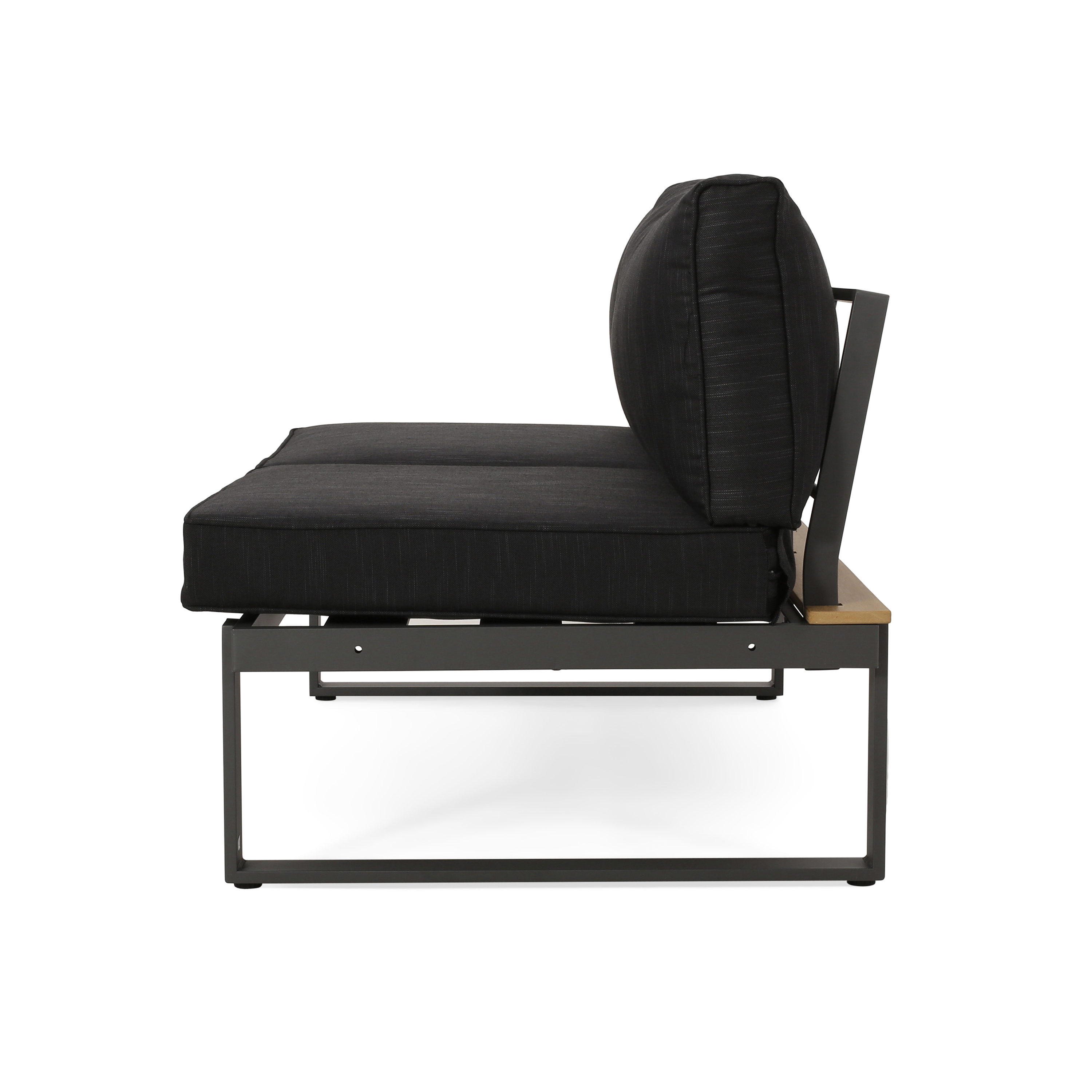 Outdoor Left Arm Combined Sofa Seat, Aluminum Frame Splicing Leisure Couch for Patio Garden, Dark Gray