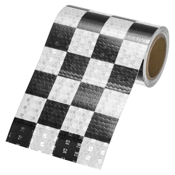 Uxcell Reflective Tape, 4 Inch x 10 Feet Shining Star Square Black & White Waterproof High Visibility Self-Adhesive Tape Outdoor Warning Signs