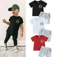 thumbnail image 2 of POINTERTECK 2Pcs Infant Baby Boy Summer Clothes Sets Outfits Short Sleeve Baseball Print Tops + Shorts Set, 2 of 9