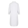 thumbnail image 2 of Abcnature Womens Maxi Dress Savings Clearance Deals, Women Turndown Collar Loose Long Sleeve Solid Mid Calf Dress, Plus Size Summer Casual Beach Party Long Dress White M, 2 of 4