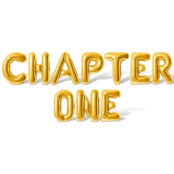 Letter Balloons - CHAPTER ONE 16" Inch Alphabet Letters Foil Mylar Balloon 1st Birthday Party Banner (Gold)