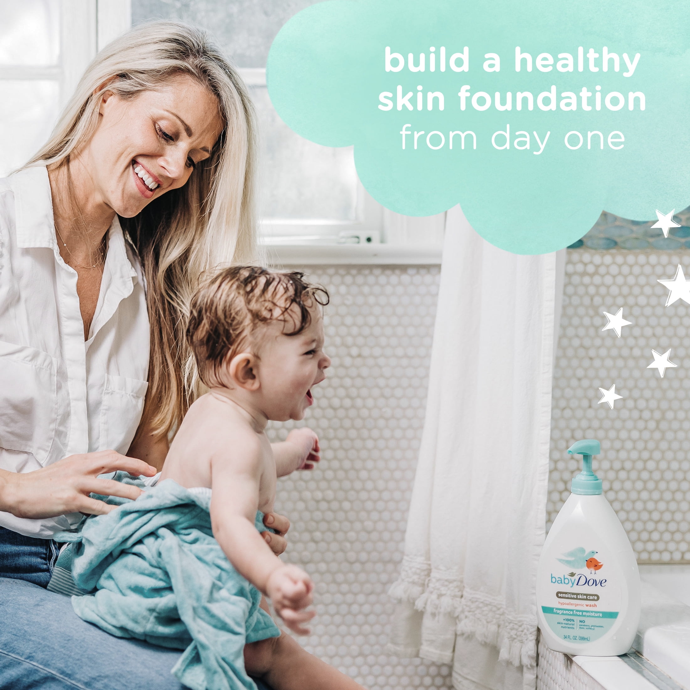 (6 pack) Baby Dove Sensitive Skincare Liquid Body Wash Fragrance Free Moisture, Hypoallergenic, 34 oz
