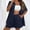 Navy, variant on Sakmal Womens Cotton Linen Shorts Sets High Waisted Wide Leg 2 Piece Outfits Gray Solid Lightweight Shorts for Women L
