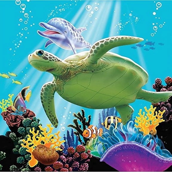 Sea Turtle Edible Image Icing Cake Topper for Quarter Sheet Cake, by TNCT