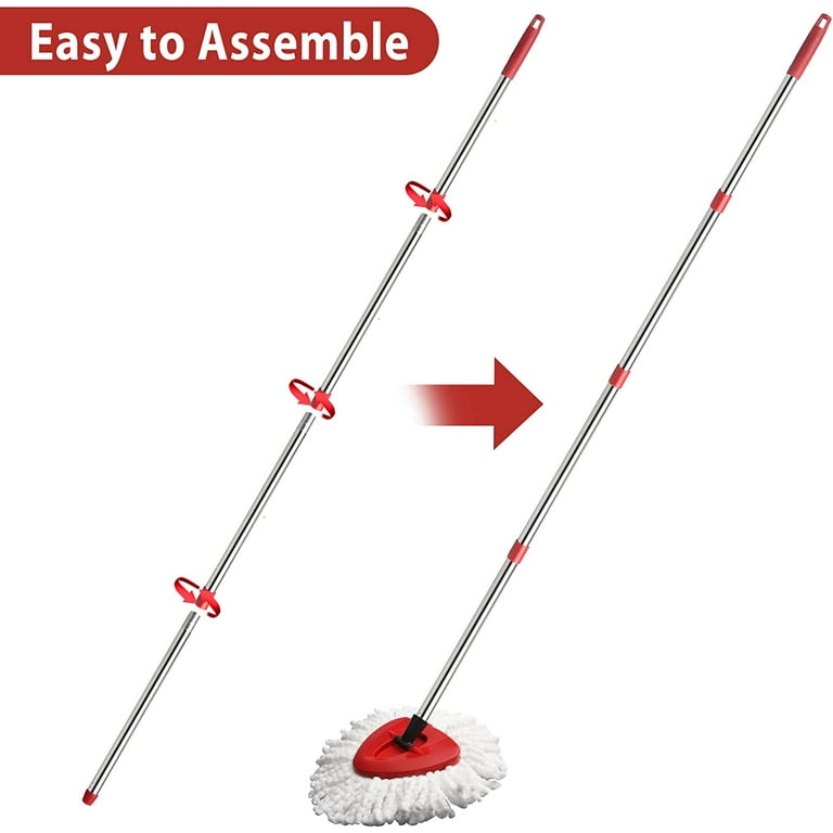 GRAREND 4-Section Spin Mop Replacement Head Handle, Compatible with Ocedar  Mop Handle for EasyWring Mop Refills, 2.5-to-5 Foot Easy Cleaning Floor Head  Mop for Floor Cleaning (Red - Germany Screw)