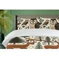 thumbnail image 2 of Ambesonne Animals Duvet Cover Set, Scandinavian Owl Deer Fox, Calking, Ginger Green Off White, 2 of 4