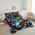 thumbnail image 3 of Erosebridal Graffiti Soccer Bedding Comforter Set, Hippie Hip Hop Splatter Down Comforter, Reversible 2 Pieces, 3 of 8