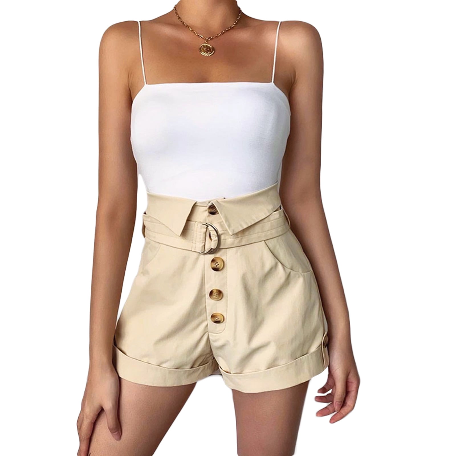Hem Casual Shorts, Khaki 