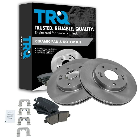 TRQ Premium Posi Ceramic Brake Pad & Rotor Front Set Fits Select Hyundai Elantra