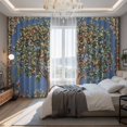 thumbnail image 2 of Flowers Trees Blackout Curtains for Bedroom/Living Room, Pinch Pleated Black Out Curtains, Boho Vintage Floral Botanical Plant Birds Room Darkening Window Drapes with Hooks 2 Panels, 39"x70", 2 of 8