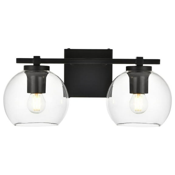 Living District Juelz 2-Light Iron & Glass Bath Sconce in Black/Clear