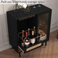thumbnail image 5 of ARTPOWER Modern Coffee Bar Cabinet with Wine Glass Rack and Drawers, Black Liquor Cabinet with Pull-Out Wine Storage for Kitchen, Dining Room, Living Room, 5 of 9