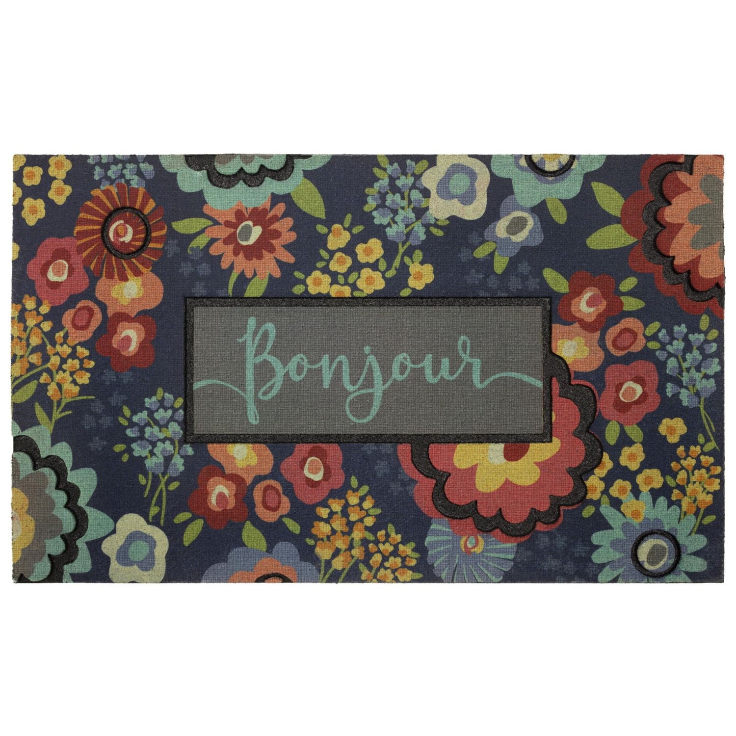 Mainstays Floral Bonjour Polyester Door Mat 18x30