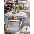 thumbnail image 5 of Outdoor Tablecloth with Umbrella Hole for Patio/Picnic/Party/Camping, 4th of July Waterproof Table Cloth Round Cover Washable, Independence Day Patriotic Flowers Dogs Grey (Dia 60"), 5 of 9