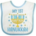 thumbnail image 3 of Inktastic My 1st Hanukkah with Menorah and Stars Boys or Girls Baby Bib, 3 of 4