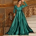 thumbnail image 2 of Yuyuzo Robes Maxi Formelles pour Femmes à Paillettes à Manches Longues à Col en V en Satin Fluides Robe de Soirée Cocktail Longueur au Sol, 2 of 6