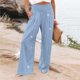 thumbnail image 1 of ICHUANYI Clearance Women's Loose Wide Leg Pants High Waist Straight Pants Casual Printing Pants(Blue, XL) ICHUANYI WER2023081007000, 1 of 6