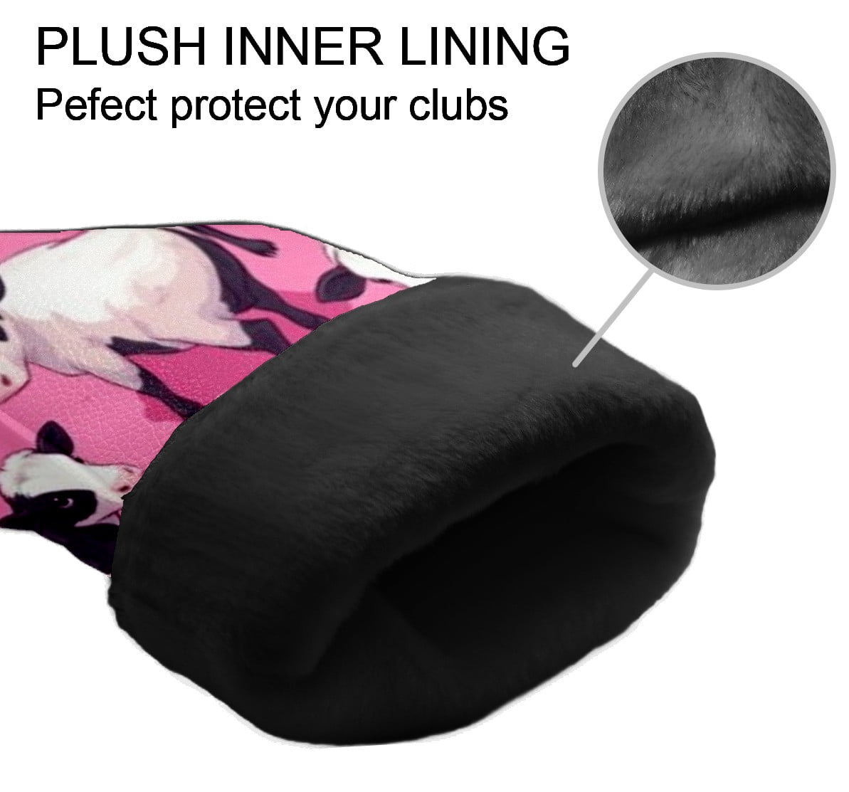 Golf Club Head Covers - Cow Pattern, PU Leather, Waterproof, Fits Fairway Woods/Hybrid, Unisex, Fits Most Brands
