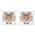 thumbnail image 1 of Fox Throw Pillow Cushion Cover Pack of 2, Boho Animal Head with Arrow Tribal Ornaments, Zippered Double-Side Digital Print, 4 Sizes, Peach Camel, by Ambesonne, 1 of 2