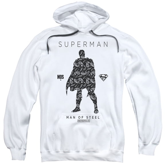 Superman Paisley Sihouette Adult Pullover Hoodie Sweatshirt White