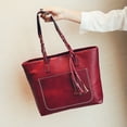 thumbnail image 4 of Bolsa Mujer Ocio Borla PU Moda Bolso de hombro de gran capacidad (Jujube Red)-180269.03 JShteea Para Estrenar, 4 of 6