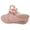 Pink, variant on fukaraa Casual Closed Toe Half Slippers for Women Lace Up Slip on Wedge Heels Large Size Hollow Slippers