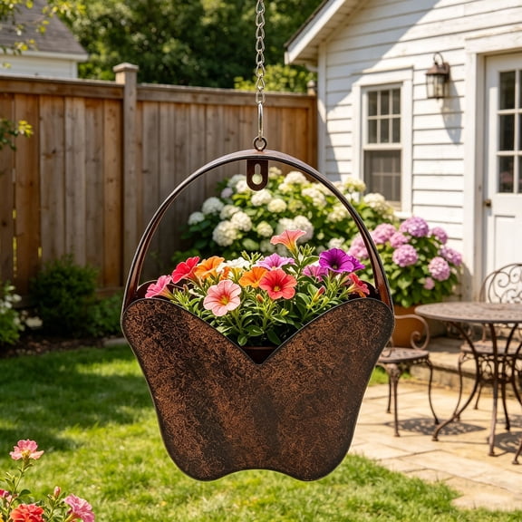Butterfly-Shaped Metal Hanging Flower Pot, Wall / Window Mounted Planter, Indoor Outdoor Garden Ornament, Handcrafted Iron Planter with Hook Chain, Versatile Home Office Patio Decoration