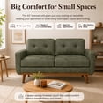 thumbnail image 4 of SESSLIFE 65" Loveseat Sofa, Mid Century Modern 2 Seater Loveseat Couch with Foil Fabric, Small Couch with Solid Wood Legs for Living Room, Bedroom, Apartment, Green, 4 of 8