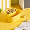 thumbnail image 4 of Plato de frutas perezoso Bandeja de drenaje de doble capa Cesta de frutero con soporte para teléfono Almacenamiento de palillo de dientes Plástico amarillo 18x16x8.5cm Caja de frutas secas para sala, 4 of 6