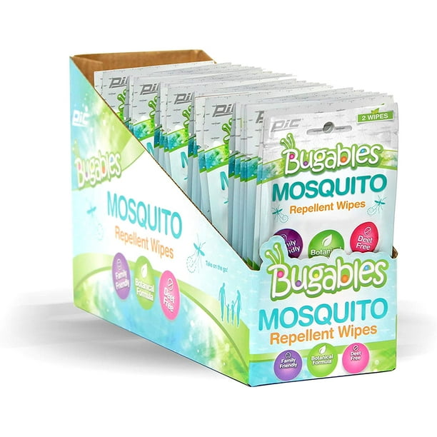 Bugables Family Friendly Deet Free Mosquito Repellent Wipes, 0.3 oz, 36