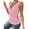 thumbnail image 4 of Xuanfei Women Cross Over V Neck Sleeveless Cutout Ruched Slim Tank Top, 4 of 7