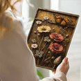 thumbnail image 7 of Rustic Floral Art 8x12 Inches Metal Wall Decor, Vintage Shadow Box with Monarch Butterfly, Poppies & Daisies on Dark Wood Background, Painterly Textured Farmhouse Picture for Living Room, 7 of 7