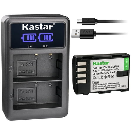 Kastar 1-Pack DMW-BLF19 Battery and LED2 USB Charger Compatible with Panasonic Lumix DMC-GH4  Lumix DMC-GH4A  Lumix DMC-GH4H  Lumix DMC-GH4KBODY  Lumix DC-GH5  Lumix DC-GH5S  Lumix DC-G9 Camera
