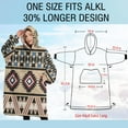 thumbnail image 4 of Oversized Wearable Blanket Hoodie,Beige Geometric Diamond Sun Pattern Sherpa Blanket Hoodie with Super Pockets,Super Warm Fuzzy Pullover for Women & Men, 4 of 6