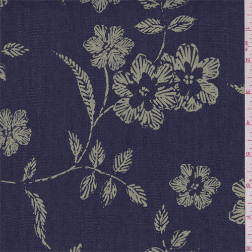 printed denim fabric by the yard