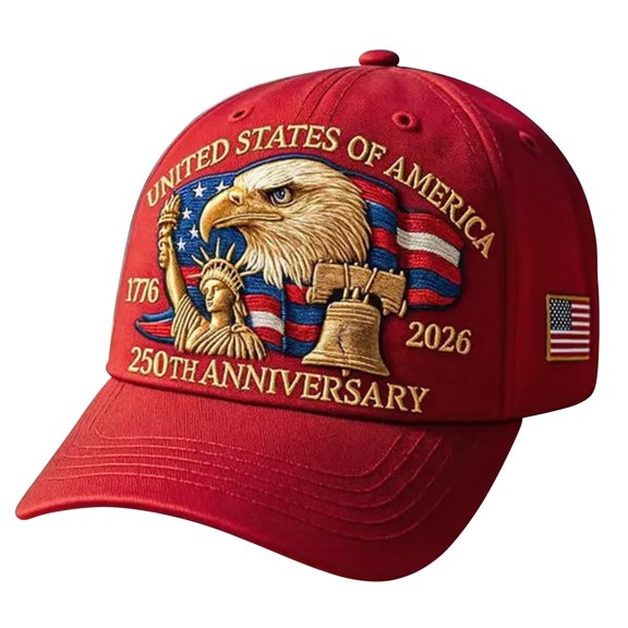TELOLY United States 250th Anniversary Hat, Retro Washed Patriotic Baseball Cap with Bald Eagle, Adjustable Commemorative 1776-2026 Freedom Headwear for Men Women, Red