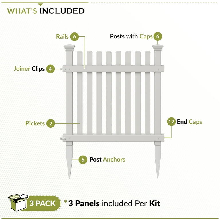Zippity Outdoor Products Vinyl Fence Kit for Garden/Backyard, 2ft