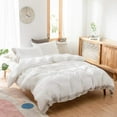 thumbnail image 5 of Simple&Opulence 100% Washed Linen Duvet Cover King Size -3 Pieces - Natural Flax French Country Bedding Set - Breathable Farmhouse Comforter Cover with Coconut Button Closure - White and Grey, 5 of 6