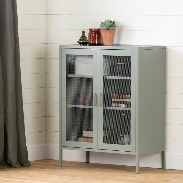 South Shore Crea Metal Mesh 2-Door Accent Cabinet, Sage Green - Walmart ...