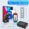 thumbnail image 2 of 100W USB C Charger Block, 6 Port Type USB C Charging Station USB Hub Block Cube,USB C Wall Charger Power Strip Adapter Plug for iPad iPhone 17 16 15 14 13 12 Pro Max Pixel Note Galaxy, 5ft Cord, 2 of 7