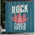thumbnail image 4 of Ambesonne Rock and Roll Shower Curtain, Microphones and Wings, 69"Wx75"L, Teal Dark Coral, 4 of 5
