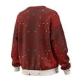 thumbnail image 5 of SCRAWLGOD Christmas Snowman Bell Cane Holly Print Red Womens Sweatshirts Polyester Crewneck Tops Long Sleeve Loose Fit Lightweight Fall Winter Drop Shoulder Casual Pullover with Pockets, S, 5 of 7