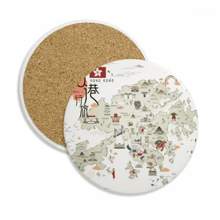 

Hong Kong Hiking Locations Map China Coaster Cup Mug Tabletop Protection Absorbent Stone