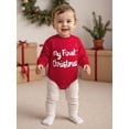 thumbnail image 4 of Miaouyo Infant Baby Boy Girl Christmas Rompers 0 3 6 12 18 Months Letters Embroidery Crew Neck Long Sleeve Jumpsuit, 4 of 9